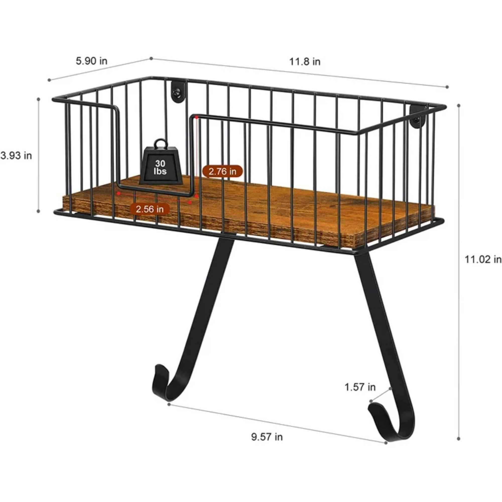 NEX™ Black Wall-Mounted Y-Leg Ironing Board Hanger with Storage Basket